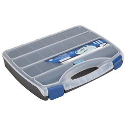 Vulcan 320001 Organizer Box, 14-3/4 in L x 11 in W x 2-1/8 in H, Plastic, Black/Blue, 1-Drawer, 23-Compartment, Pack of 6 