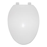 ProSource Q-019-WH Toilet Seat, Elongated, Polypropylene, White, Plastic Hinge