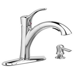 American Standard Mesa 9015.101.002 Pull-Out Kitchen Faucet with Soap Dispenser, 1.8 gpm, 1-Faucet Handle, Swivel Spout 