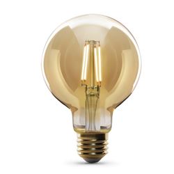 Feit Electric G25/VG/LED Filament LED Bulb, Decorative, Globe, G25 Lamp, 60 W Equivalent, E26 Lamp Base, Dimmable, Amber, Pack of 4 