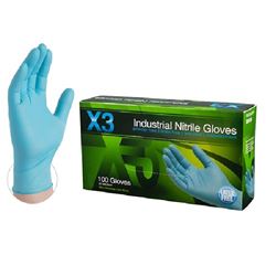 AMMEX X3 Series X348100 Non-Sterile Disposable Gloves, XL, Nitrile, Powder-Free, Blue 