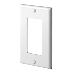Leviton 80401-W Wallplate, 4-1/2 in L, 2-3/4 in W, 1-Gang, Thermoset Plastic, White, Smooth 