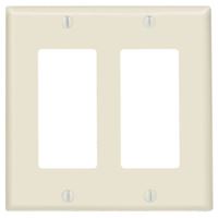 Decora 80409-T Wallplate, 4-1/2 in L, 4.56 in W, 2 -Gang, Thermoset Plastic, Light Almond, Smooth 