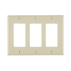 Decora 80411-T Wallplate, 4-1/2 in L, 6.37 in W, 3 -Gang, Thermoset Plastic, Light Almond, Smooth 