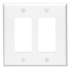 Leviton 80609-W Wallplate, 3-1/8 in L, 4.94 in W, 2-Gang, Thermoset Plastic, White, Smooth 
