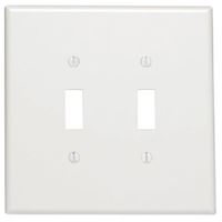 Leviton 88109 Wallplate, 5-1/4 in L, 5.31 in W, 2 -Gang, Thermoset Plastic, White, Smooth 