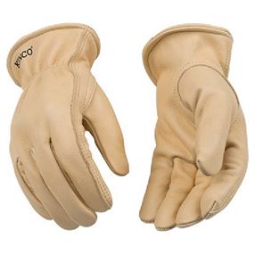 Kinco 98-M Driver's Gloves, Men's, M, Keystone Thumb, Shirred Elastic Cuff, Cowhide Leather, Tan