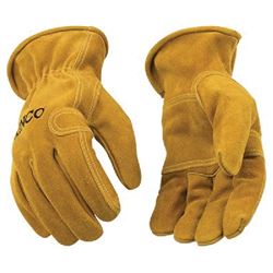 Kinco 97-XL Gloves, Mens, XL, Keystone Thumb, Shirred Elastic Cuff, Cowhide Leather, Gold 