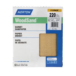 Norton 01512 Abrasive Sheet, 11 in L, 9 in W, Fine, 180 Grit, Garnet Abrasive, Paper Backing, Pack of 100 