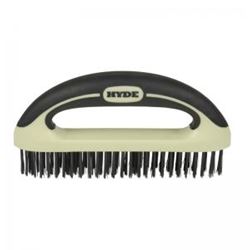 HYDE 46837 Wire Brush, 1-1/4 in W Brush, HCS Bristle, Soft Grip Handle 