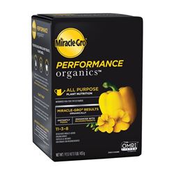 Miracle-Gro Performance Organics 3003301 All-Purpose Plant Nutrition, 1 lb Box, Solid, 11-3-8 N-P-K Ratio 