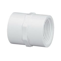 LASCO 430007BC Pipe Coupling, 3/4 in, FPT, PVC, White, SCH 40 Schedule 