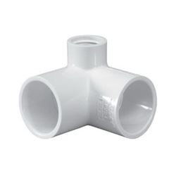 LASCO 414130BC Side Outlet Pipe Elbow, 1 x 1/2 in, Slip x Slip x FPT, 90 deg Angle, PVC, White, SCH 40 Schedule 