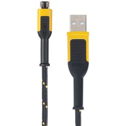 DeWALT 131 1322 DW2 Charger Cable, USB, USB-A, Kevlar Fiber Sheath, Black/Yellow Sheath, 6 ft L 