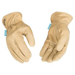 Hydroflector 398P-M Gloves, Mens, M, Keystone Thumb, Easy-On Cuff, Cowhide Leather, Tan 