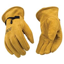 Kinco 50BT-M Driver Gloves, Mens, M, Keystone Thumb, Ball and Tape Cuff, Suede Cowhide Leather, Gold 