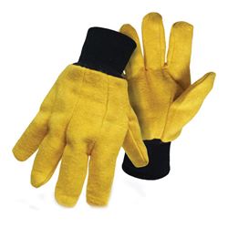 BOSS 4037 Clute-Cut Chore Gloves, L, Straight Thumb, Knit Wrist Cuff, Cotton/Polyester, Yellow 