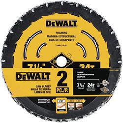 DeWALT DWA1714242 Circular Saw Blade, 7-1/4 in Dia, 5/8 in Arbor, 24-Teeth, Applicable Materials: Wood 