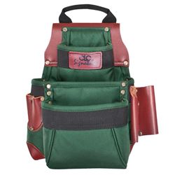 CLC Signature Elite Series 51685 Nail and Tool Bag, 10 in W, 7 in D, 13-3/4 in H, 7-Pocket, Nylon, Green 