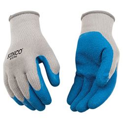 Kinco 1791-L Coated Gloves, Mens, L, 7 to 8 in L, Knit Wrist Cuff, Latex Coating, Cotton/Polyester Glove, Blue/Gray 