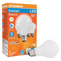 Sylvania 40672 LED Bulb, General Purpose, A19 Lamp, E26 Lamp Base, Dimmable, Daylight Light, 5000 K Color Temp 