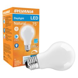 Sylvania 40727 LED Bulb, General Purpose, A19 Lamp, 75 W Equivalent, E26 Lamp Base, Dimmable, Frosted, Daylight Light 6 Pack 