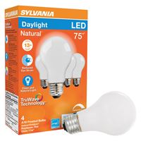 Sylvania 40663 LED Bulb, General Purpose, A19 Lamp, 75 W Equivalent, E26 Lamp Base, Dimmable, 5000 K Color Temp 