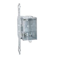 Raco 605 Switch Box, 1-Gang, 7-Knockout, 1/2 in Knockout, Steel, Gray, Bracket 