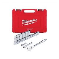 Milwaukee 48-22-9510 Ratchet and Socket Set, Alloy Steel, Specifications: 1/2 in Drive Size, Metric Measurement 