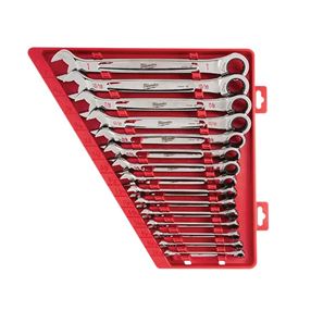 Milwaukee 48-22-9416 Wrench Set, 15-Piece, Alloy Steel, Chrome, Specifications: SAE Measurement System, I-Beam Handle