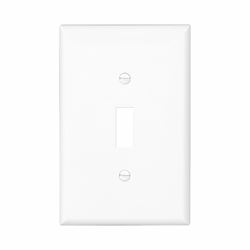 Eaton Wiring Devices PJ1W-10-L Switch Wallplate, 4.87 in L, 3.13 in W, 1 -Gang, Polycarbonate, White, Smooth 