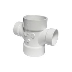IPEX 192181 Double Sanitary Pipe Tee, 3 x 3 x 2 x 2 in, Hub, PVC, White, SCH 40 Schedule 