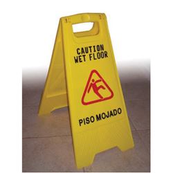 Zephyr 45100 Wet Floor Sign, CAUTION WET FLOOR, PISO MOJADO, English, Spanish 