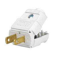 Leviton 101-WP Electrical Plug, 2 -Pole, 15 A, 125 V, Screw, NEMA: NEMA 1-15P, White 