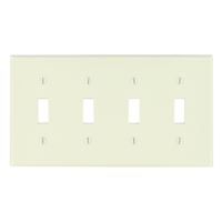 Leviton 78012 Switch Wallplate, 4-1/2 in L, 2-3/4 in W, 4 -Gang, Light Almond 