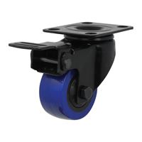 Shepherd Hardware 3658 Swivel Caster with Brake, 2 in Dia Wheel, TPU Wheel, Black/Blue, 135 lb 