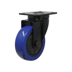 Shepherd Hardware 3663 Swivel Caster, 4 in Dia Wheel, TPU Wheel, Black/Blue, 300 lb, Polypropylene Housing Material 
