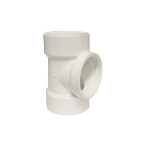 IPEX 192116S Cleanout Pipe Tee, 3 in, Hub x FNPT, PVC, White, SCH 40 Schedule