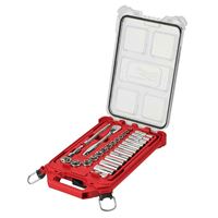 Milwaukee 48-22-9481 SAE Ratchet and Socket Set, Alloy Steel, Chrome, Specifications: 3/8 in Drive 