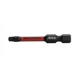 Crescent APEX Vortex CAVB2SQ2-2 Impact Power Bit, #2 Drive, Square Drive, 1/4 in Shank, Hex Shank, 2 in L, Steel, Pack of 4 