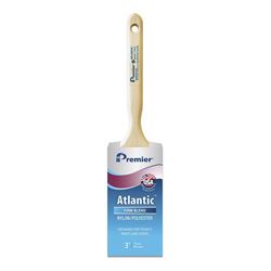 Premier Atlantic 17343 Paint Brush, 3 in W, Flat Sash Brush, 3-3/16 in L Bristle, Nylon/Polyester Bristle 