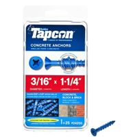 Tapcon 28250 Concrete Screw Anchor, 3/16 in Dia, 1-1/4 in L, Steel 