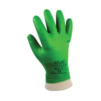 ATLAS 600L-09.RT Ultra-Flexible Coated Gloves, L, Knit Wrist Cuff, PVC Glove, Green 