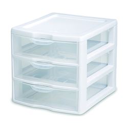 Sterilite 20738006 Small Drawer Unit, 3-Drawer, Plastic, 7-1/4 in OAW, 8-1/2 in OAH, 6-7/8 in OAD, Pack of 6 