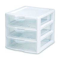 Sterilite 20738006 Small Drawer Unit, 3-Drawer, Plastic, 7-1/4 in OAW, 8-1/2 in OAH, 6-7/8 in OAD 6 Pack 