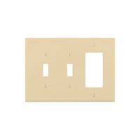 Eaton Wiring Devices PJ226V Combination Wallplate, 4-7/8 in L, 6-3/4 in W, 3 -Gang, Polycarbonate, Ivory 