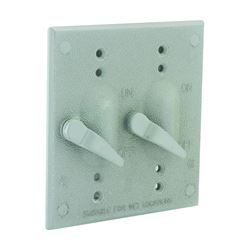 Hubbell 5124-0 Two-Toggle Cover, 4-17/32 in L, 4-17/32 in W, Aluminum, Gray, Powder-Coated 