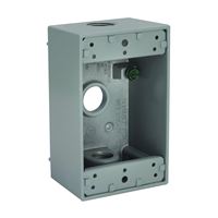 Hubbell 5320-5 Weatherproof Box, 3-Outlet, 1-Gang, Aluminum, Gray, Powder-Coated