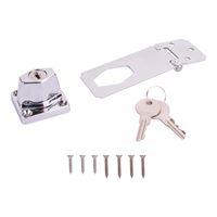 ProSource Safety Hasp, 3-1/2 in L, 3-1/2 in W, Steel, Chrome