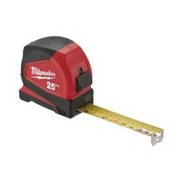 Milwaukee 48-22-6625 Tape Measure, 25 ft L Blade, 1.65 in W Blade, Steel Blade, ABS Case, Black/Red Case
